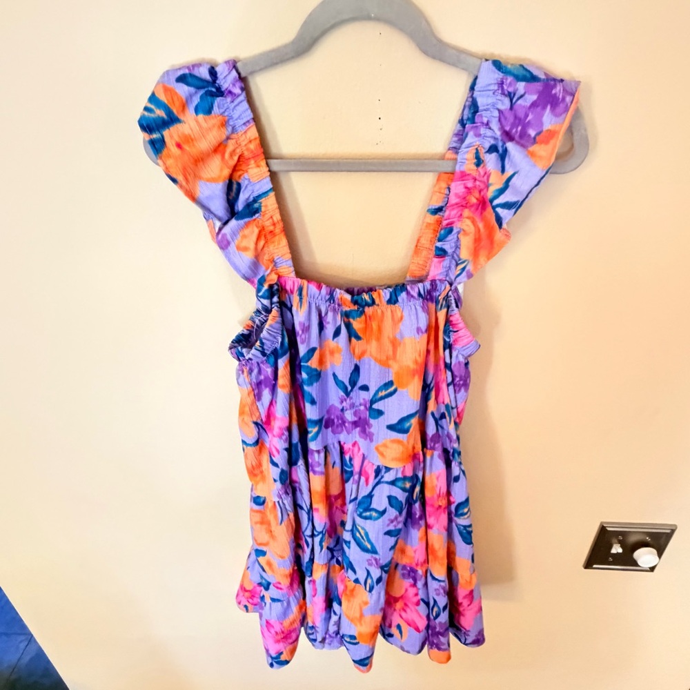 Peach Love California Floral Ruffle Mini Dress New Never Worn Size M
